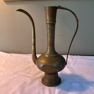Vintage brass Surahi large hand Etched Beverage
